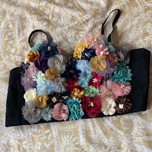 Floral Bustier,  pairs well with a blazer, or separately with Short or pants